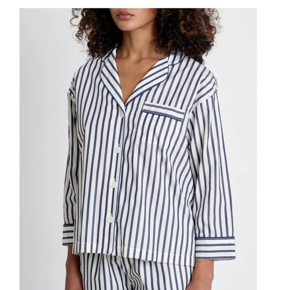 SLEEPY JONES Marina Pajama
TOP ONLY in Navy Breton Stripe Size Small - Picture 1 of 4